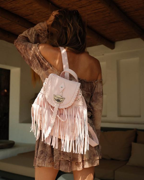 ZAINO IN PELLE CON FRANGE MERMAID SILVERSTONE ROSE